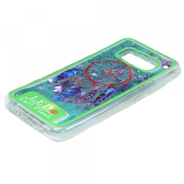 Wholesale Samsung Galaxy S8 LED Flash Design Liquid Star Dust Case (Dream Catcher Green)